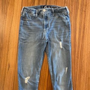 Distressed, High-rise Jean Legging